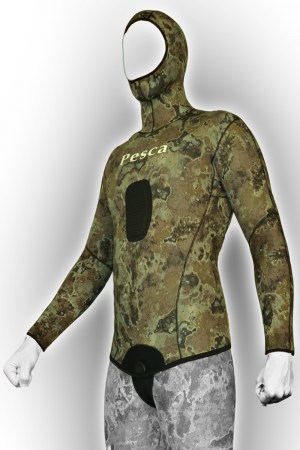 Σακάκι κατάδυσης: Comfort Camo Olive 8,0 mm.